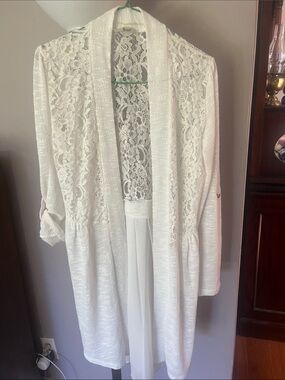 Ikoll Lace/Sheer White Open Cardigan by Ikoll - Turkey